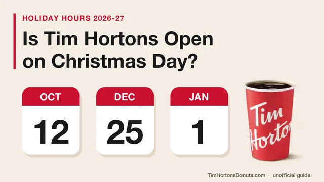 Calendar tiles for October 12, December 25 and January 1 beside a Tim Hortons coffee